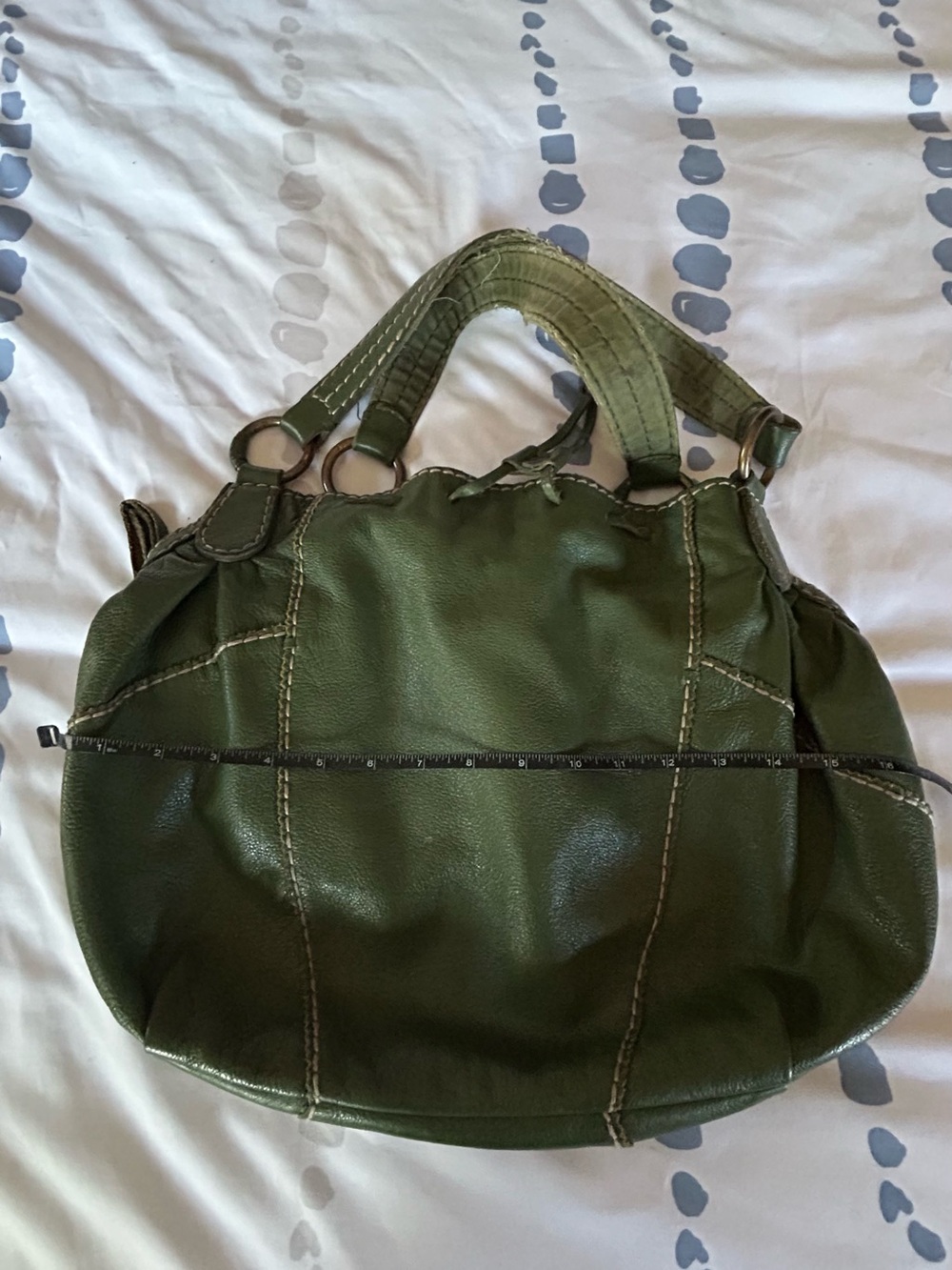 Olive Green Women's Leather Tote Bag